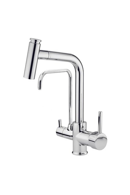 Chrome Brass T-Spiral Sink Faucet with Water Filter