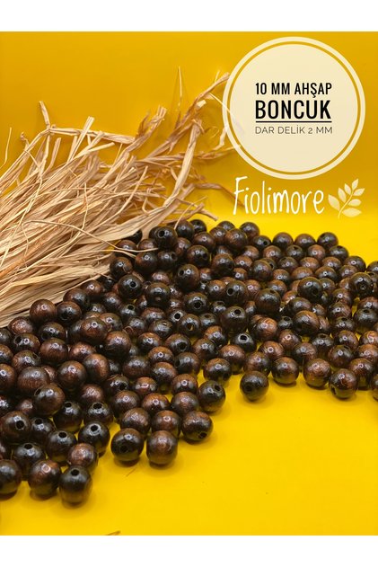 10 mm Brown Wooden Beads (50 Grams 114 Pieces) Narrow Hole Diameter 2 mm Macrame Bag Bracelet Jewelry