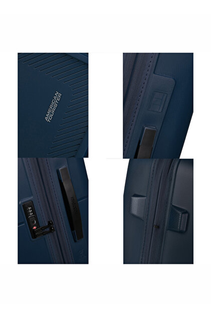 Maxwell Ambassador ポリスカー American Tourister Lacivert Çekçekli Sert Valiz DASHPOP-SPINNER 67