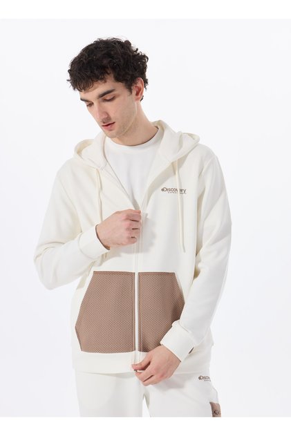 D5SM-SWT3596 Kırık Beyaz Kapüşon Yaka Relaxed Düz Erkek Sweatmont