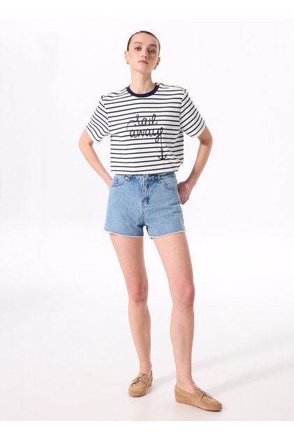 Normal Bel Basic Açık İndigo Kadın Denim Şort F5SL-SHT0338