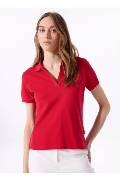 Jeep Kırmızı Kadın Relaxed Düz Polo T-Shirt J5SL-TST7070 - Fiyatı