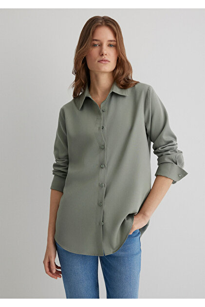 るる Mavi Lux Touch TENCEL TM Yeşil Lyocell Gömlek Regular Fit / Normal