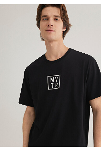 Mavi MVTR Baskılı Siyah Tişört Loose Fit / Bol Rahat Kesim 0612004