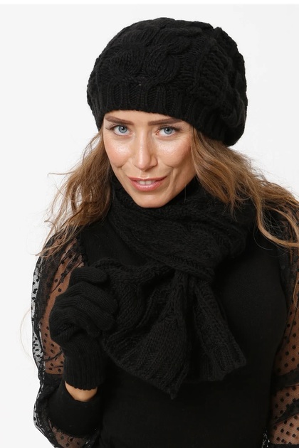 Women's Scarf Beanie Gloves Set - Set of 3