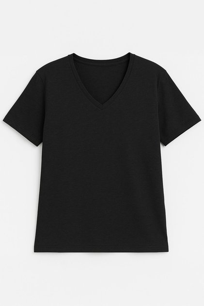 Women's V-Neck Short Sleeve Plain T-Shirt
