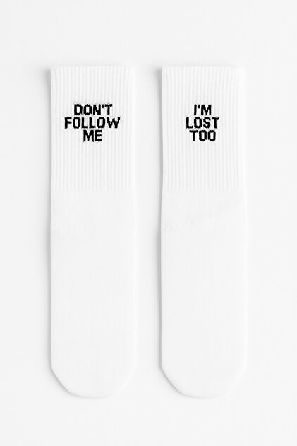 Don'T Follow Me I'M Lost Too Written Patterned Colorful Unisex Sports Socks