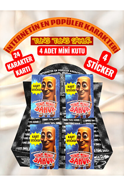 OYUNKAFASI TUNG TUNG SAHUR 4 MİNİ KUTU 24 KART VE 4 STİCKERLI