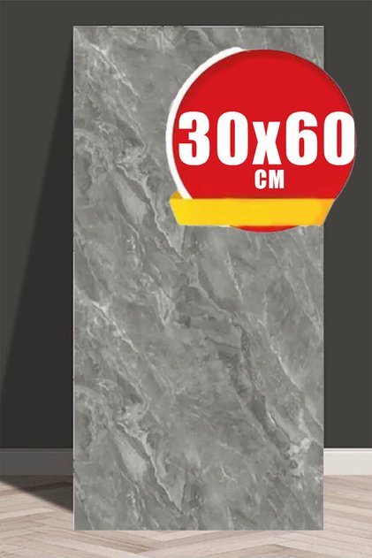 30x60 Cm Gri Renk Mermer Desenli Kendinden Yapışkanlı Duvar Köpük Banyo Wc Kaplama Panel M090