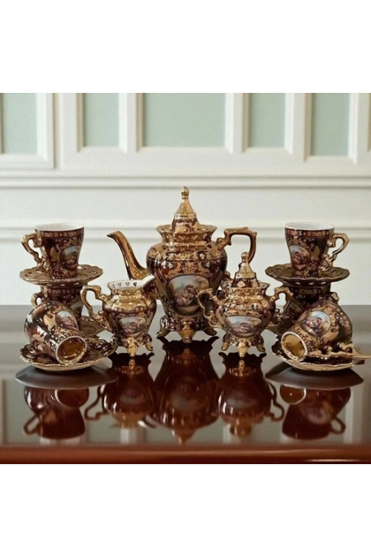 İthal Fine Porcelain Altın Yaldızlı Kahve Takımı