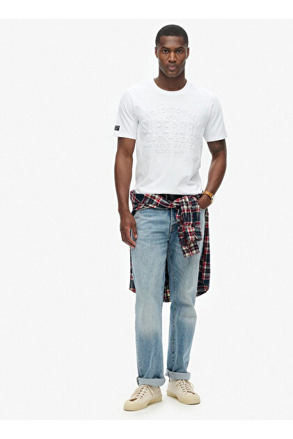SUPERDRY Bisiklet Yaka Baskılı Gri Erkek T-Shirt