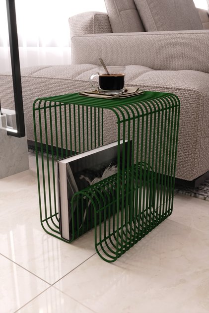 VİYANA Tel Metal Tasarımlı Modern Paslanmaz Yan Sehpa, Dekoratif Metal Sehpa