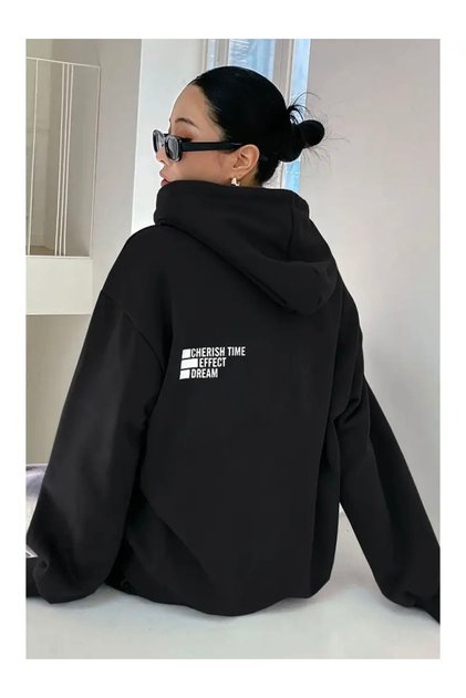 Cherish Time Front and Back Printed Oversize Unisex Women/Men Hooded Sweatshirt