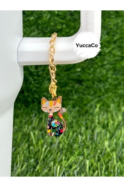 Namaste Cat Thermos Ornament/Kitty Thermos Charm/Cat Animal Figure Bag Charm