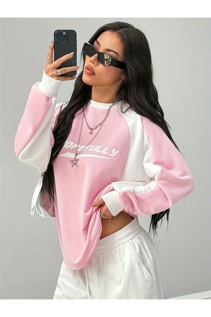 Unisex Hopefully Printed Crew Neck Oversize Sweatshirt