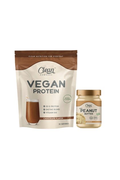 Vegan Protein 600 Gr Chocolate - Protein Peanut Butter (Peanut Butter) 300 Gr Set of 2