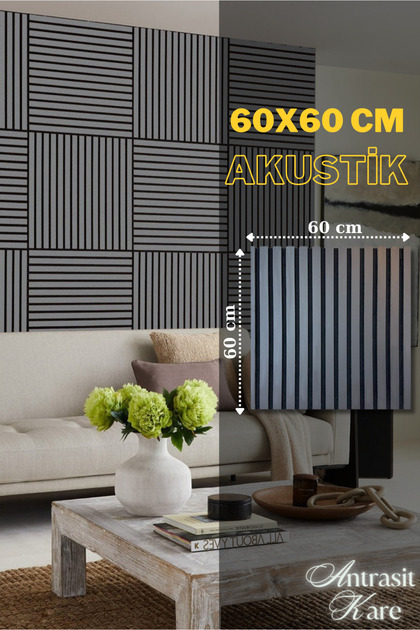 MDF Ahşap Akustik Duvar Paneli 60x60 cm