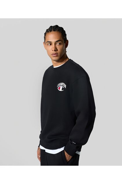 Champion Street Varsity Crewneck Sweatshirt Siyah Erkek Sweatshirt