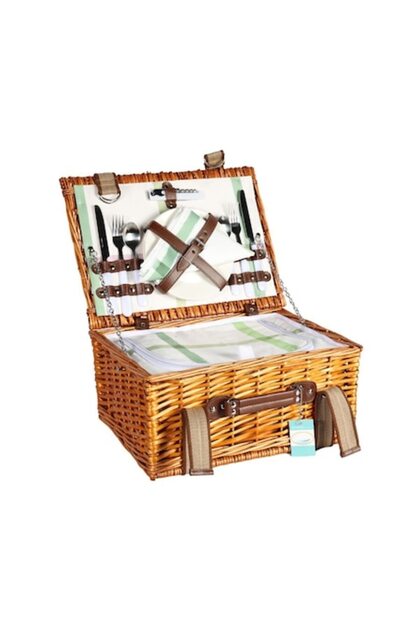 Coș de picnic pentru 2 persoane cu răchită și accesorii