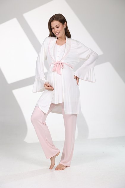 Women's Powder Fluffy Special Design Maternity Pajama Set