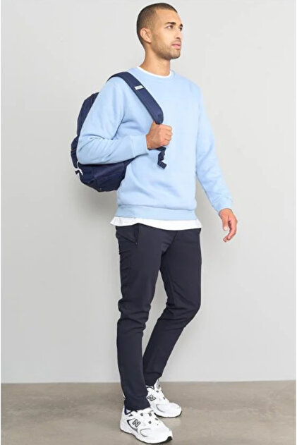 Mentality Çetinkaya 3036 3 İp Bisiklet Yaka Mavi Sweatshirt