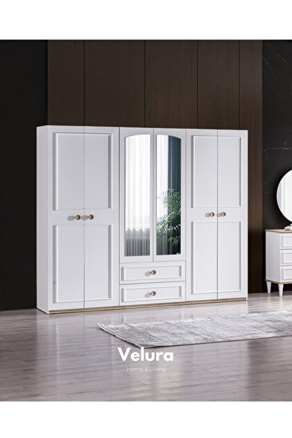Velura Home & Living Legna 6 Kapaklı Aynalı Gardırop (Dolap