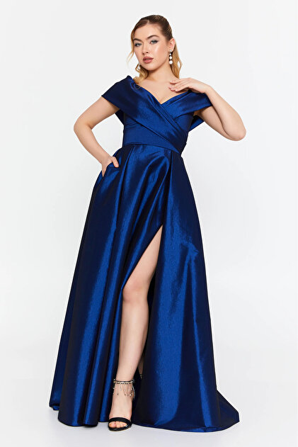 EREF VURAL Women's Off-Shoulder Deep Slit Maxi Evening Dress 8363 Saks-  Trendyol