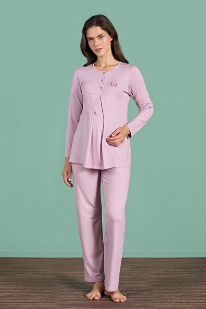 Prenatal & Postpartum Pajama Set for Pregnancy and Postpartum – Soft Viscose Fabric - 1946