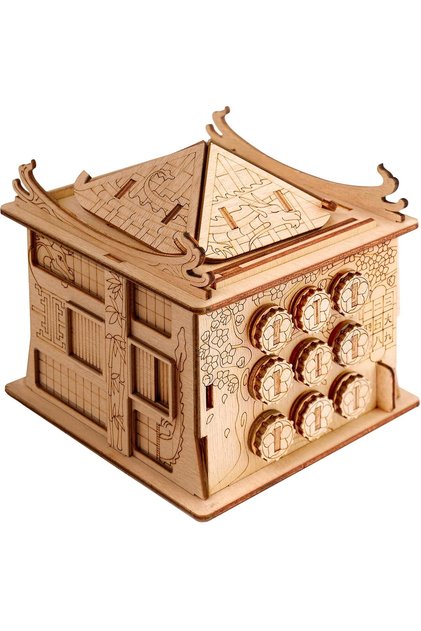 House of Dragon Wooden Secret Puzzle Box - Board Games for Family, Adults, Kids - Mystery E