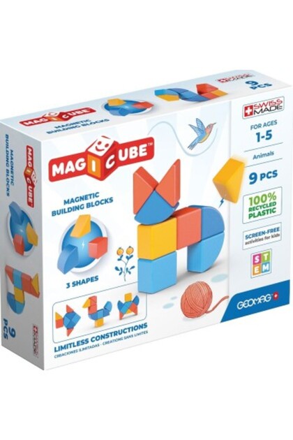 Set de constructie magnetic, Magicube Animale, 9 piese, Geomag, 201