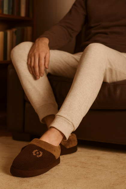 Brown Men's Velvet Home Shoes Byndkdfbot01