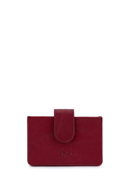 Unisex Genuine Leather Claret Red Card Holder