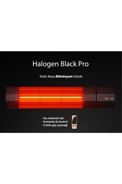 Inox Halogen Black Pro 2000 Watt Kumandalı Dış Mekan Isıtıcı.