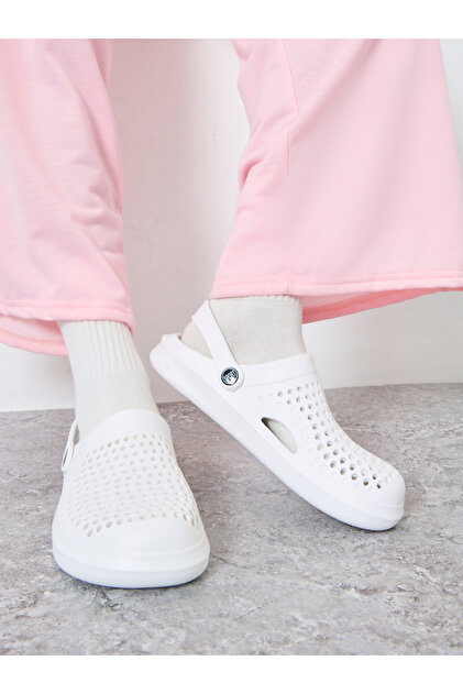 Vamp Perforated Solid Heel Strap Clogs