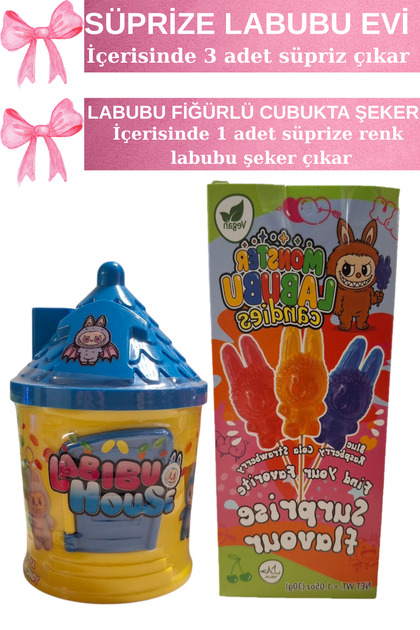 Pofika Labubu Evi Süprize Paket+ Labubu Şeker Cola , Strawberry
