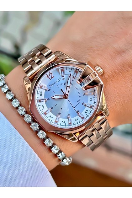 Women's Wristwatch Original Watch Steel Band Waterproof Bracelet Rose Gold with Gift