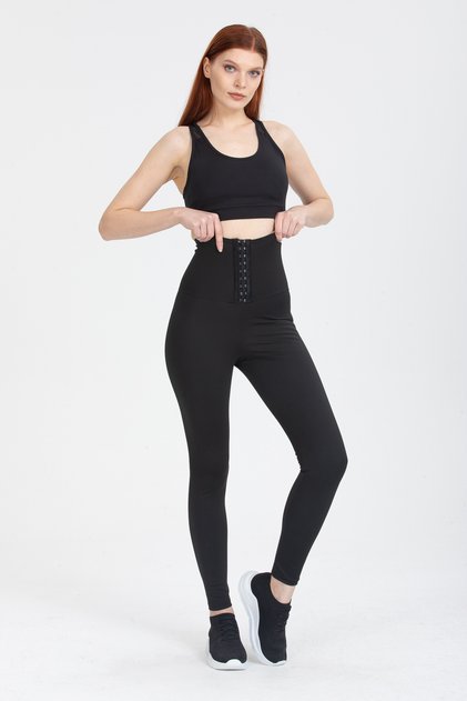 Slimming Sauna Thermal Corset Leggings with Snap Fasteners 4409