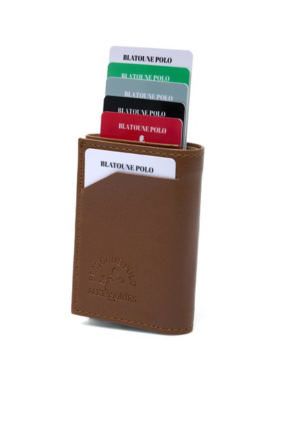 Women's Wallet Tan Vegan Leather Rfid Protected Automatic Card Holder with Coin Compartment