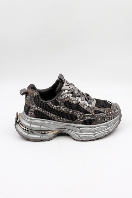 KristeBell İthal Özel Seri Kadın Taşlı Sneaker Ayakkabı KB1030 - Siyah - 36