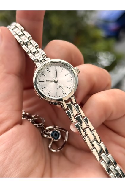 Marka Gümüş Renk Mini Mini Kasa, İnce Kordon, Bileklik Hediyeli