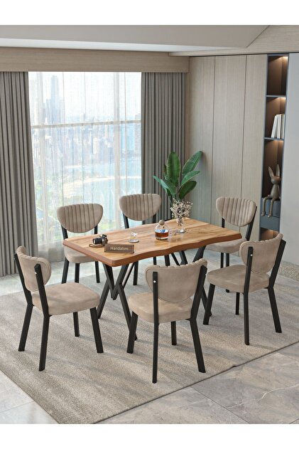Hardalım Consept Mdf Kütük Masa 140x80 Elma Sandalye 6 Adet