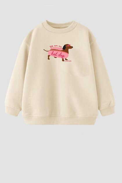 Girl's Printed 3 Thread Fabric Cotton Sweatshirt