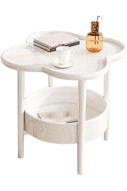 2-tier Coffee Table, Small Table for Living Room, Round Side Table for Bedroom, Balcony,
