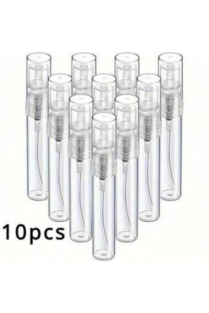 Set 10 sticluțe de parfum cu spray, reutilizabile, transparente, 5 ml
