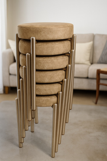 Bera Metal Removable Fabric Stool (6 Pieces-Assembled Shipping)