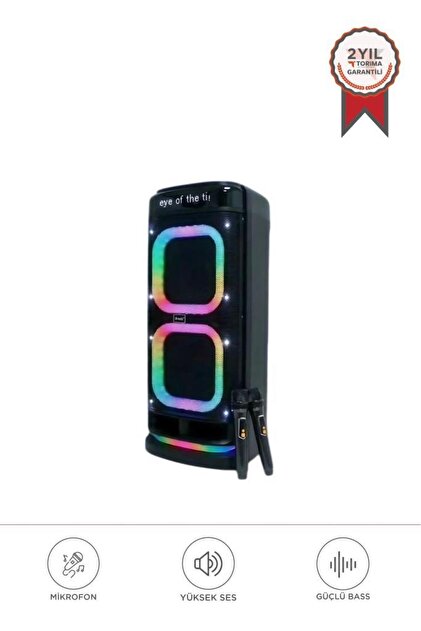 Torima BTS-2121 Siyah Çift Mikrofonlu RGB Ledli Taşınabilir