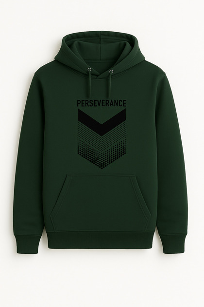Oversized Sweatshirt with Hooded Kangaroo Pocket Front Perseverance Lettering Geometric Print Casual