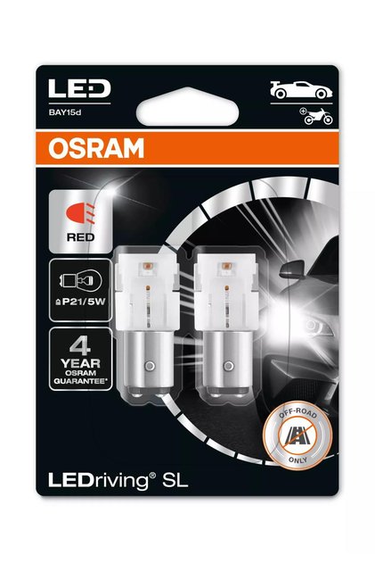 Bec LEDriving SL P21/5W Rosu | 12V - BAY15d - Set 2 buc (Off-Road)