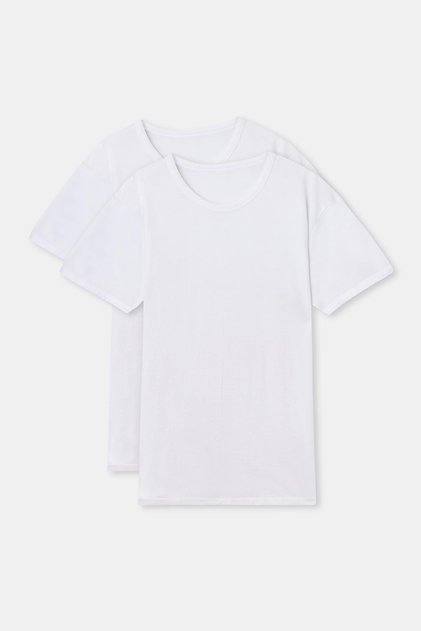 Men's Crew Neck Short Sleeve 100% Cotton 2-Pack T-Shirt Undershirt