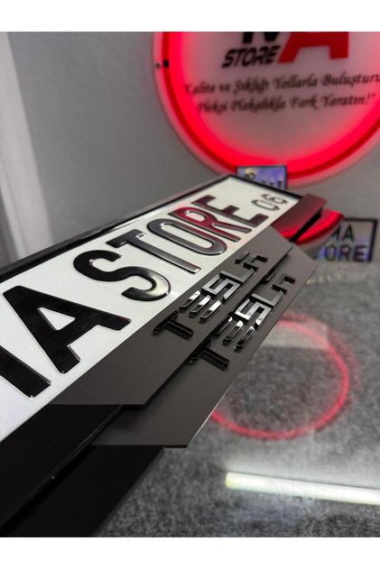 TESLA YAZILI MAT PLEKSİ PLAKALIK(1 ÇİFT, 2 ADET)